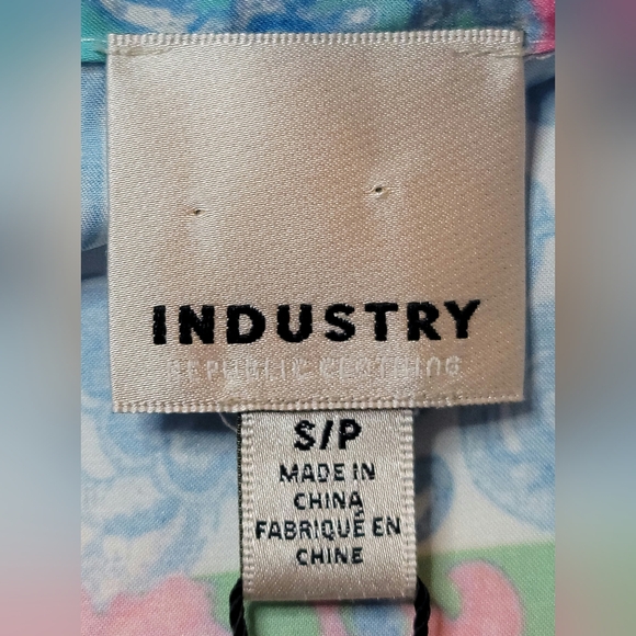 NWT Industry Republic Clothing Satin Patchwork Button Down Long Sleeve Sz Small - Picture 12 of 14